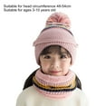 thumbnail image 5 of 3 in 1 Winter Knitted Beanie Hat Mouth Neck Warmer Set for Girls Boys Kids, Warm Fleece Lined Ski Caps with Pompom, 5 of 8