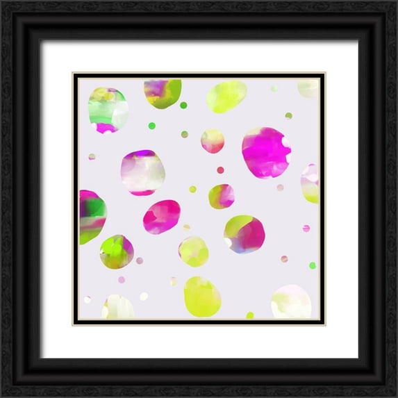Auda, Christine 20x20 Black Ornate Wood Framed with Double Matting Museum Art Print Titled - Colorful Orbs 3