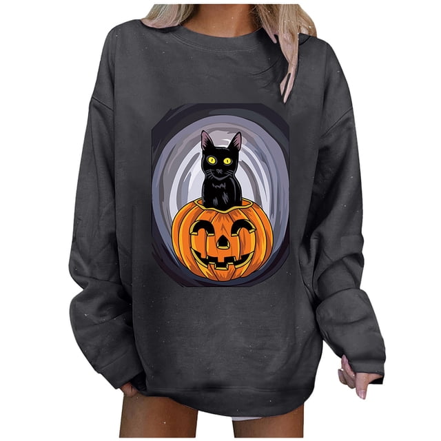 Blusa de manga larga suelta con estampado de moda para mujer, blusas informales con cuello redondo, sudaderas con capucha Fridja fjkfkj2500