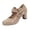 Khaki, variant on Patent Leather Block Heels, Bow Accent Retro Shoes, Women's Bow Mary Jane Low Block Chunky Heels Pumps Closed Round Toe Low Heels Ankle Strap Wedding Dress Evening Party Shoes, Khaki 6
