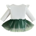 thumbnail image 3 of CAICJ98 Baby Girl St Patricks Day Outfit Newborn Clover Embroidery Tulle Tutu Romper Dress Infant Spring Cothes (White,3-6 Months), 3 of 3