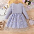 thumbnail image 6 of Frnrwgo Kids Girls Long Flutter Sleeve Dresses, Mesh Embroidery Long Sleeve Dress, Fashionable Round Neck Princess Gown, 6 of 6