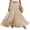 Khaki #03, variant on Women Cotton Linen Blend Elastic High Waist Boho Flowy Maxi Skirt Beach Vacation Wear S