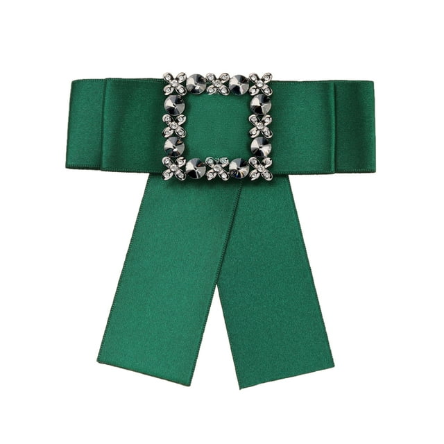 Unique Bargains Broche Carrée en Strass avec Nœud pour Femmes Couleur Unie Rétro Chic Vert