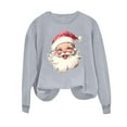 thumbnail image 4 of Uootdi Christmas Long Sleeve Sweatshirts for Gift Women Crewneck Christmas Gnome Wine Glass Cute Santa Hat Xmas Tree Graphic T-S hirts, 4 of 6