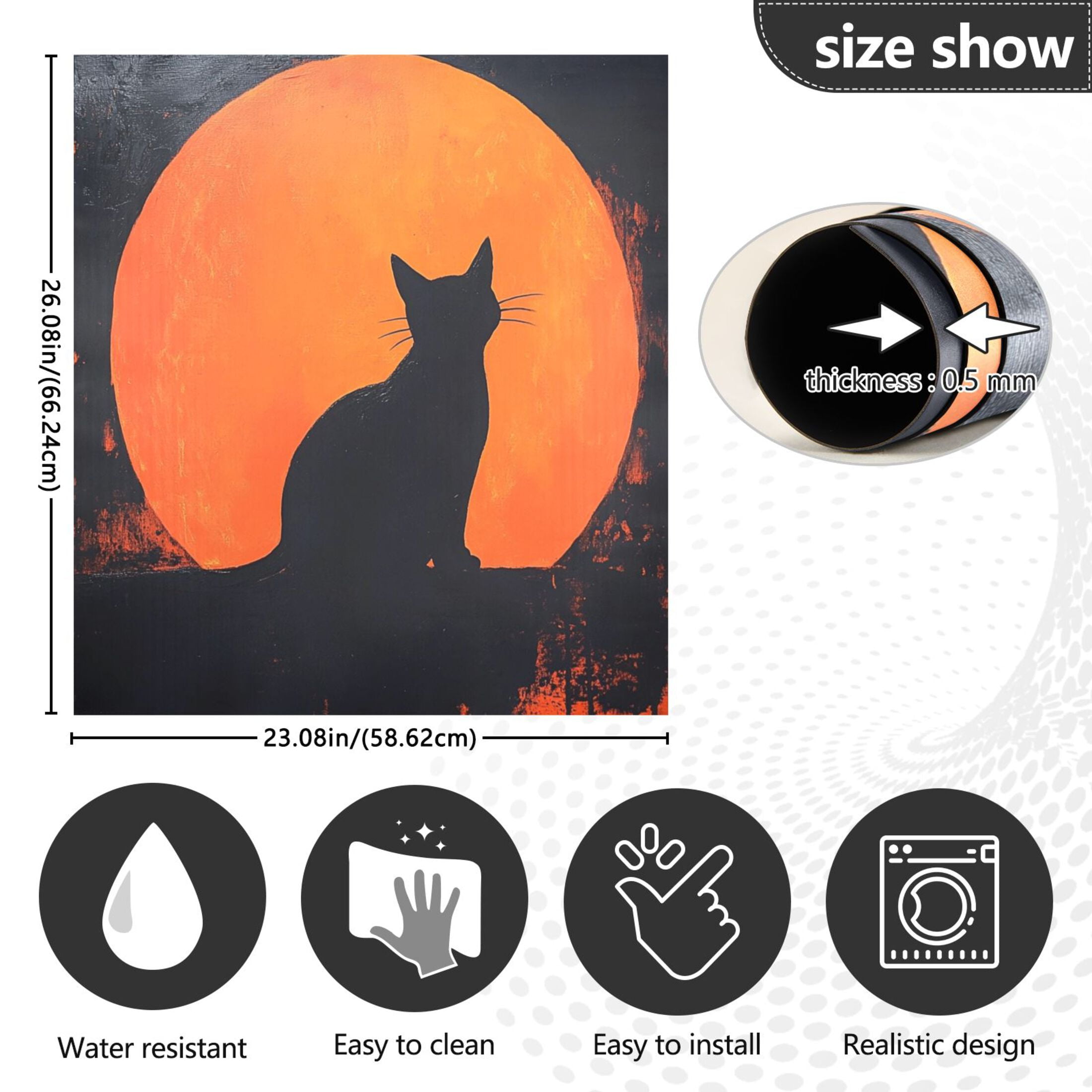 Dishwasher Magnetic Sticker 23x26 Inch Refrigerator Magnetic Sticker Washing Machine Magnetic Sticker Kitchen Panel Magnetic Sticker Home Decor Red Moon Cat