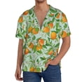 thumbnail image 3 of Vsdgher Tangerine Print Men's Wrinkle Free Untucked Cuban Shirt Business Casual Button Down Shirts Short Sleeve Shirt, 3 of 7