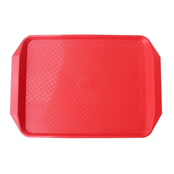 Large Unbreakable Plastic Serving Trays for Parties, 16.9x11.8 Inch Rectangular Platters for Appetizers and Fruits, BPA-Free Reusable Serving Tray for Restaurants,Red