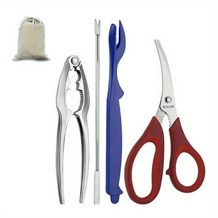 

BIQIANWO 5/17pcs Seafood Tools Set Includes 4 Crab Crackers 4 Seafood Fork 4 Lobster Crackers 4 Seafood Scissors -Nut Cracker And Storage Bag