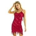 thumbnail image 3 of iiniim Women's Sequins Tassel Fringe Flapper Dance Dresses Ballroom Salsa Cha Cha Dress, 3 of 7