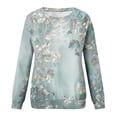 thumbnail image 4 of miqiqism Women Floral Printed Sweatshirt Juniors Slim Fit Pullover Hoodless Blouses Teen Girls Long Sleeves Crewneck Sweatshirts Loose Fit Tunic Blouses,Green,Small, 4 of 5