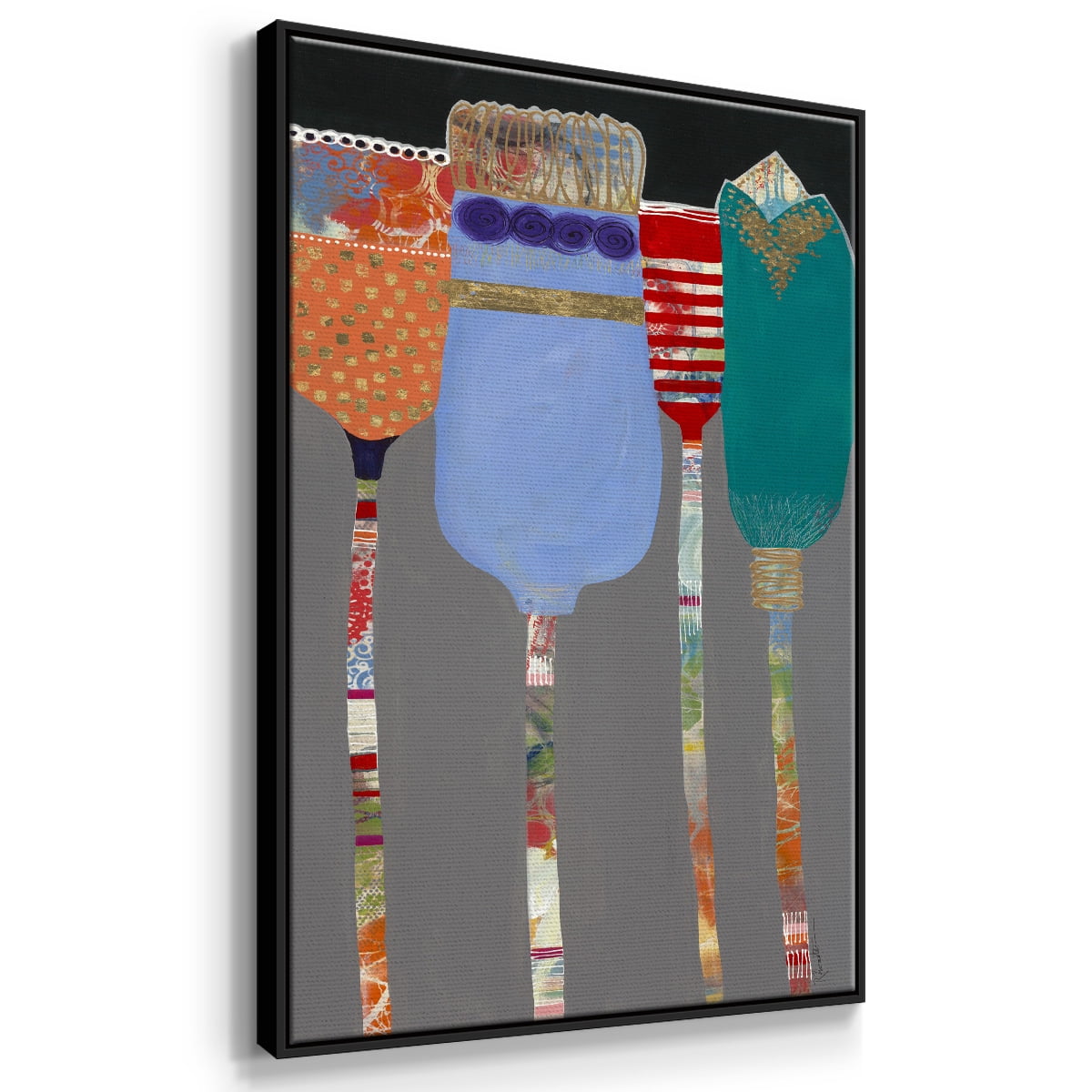 Tall Tulips Framed Premium Gallery Wrapped Canvas - Ready to Hang - 17 x 25 - Black Floating Frame