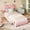 Pink, variant on Boucle Twin Bed Frame with Upholstered Headboard, Low Profile Heavy Duty Platform Bed with Wooden Slats, No Box Spring Needed, Pink