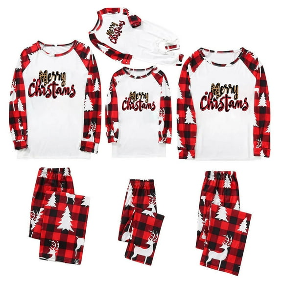 Odeerbi Christmas Pajamas for Family Holiday Long Sleeve Family Christmas Pajamas Matching Sets Dad Christmas Plaid Printed Blouse Tops   Pants Sleepwear Family Matching PJs Set Red