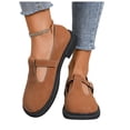 thumbnail image 4 of Miluxas Womens Mary Jane Flats Closed Round Toe Pumps Buckle T Strap Loafers Shoes Comfortable Casual Dressy Party office Classic Dress Shoes Brown 9(42), 4 of 6