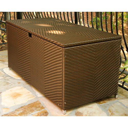 Style 3 ESPRESSO 64 x 30 x 30 Large Wicker Storage Box Chest Deck Poolside Storing Patio Case