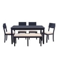 thumbnail image 1 of Linon Jordan Six Piece Upholstered Dining Set in Rustic Charcoal Gray Wood, 1 of 19
