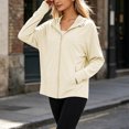 thumbnail image 2 of Plus Size Women's Loose Fit Long Sleeve Solid Color Zipper Hoodie Sun Protection Yoga Jacket Top Soft Versatile Cover Up for Workout Running Outdoor Sports | CSEONE,Yellow 2XL, 2 of 8