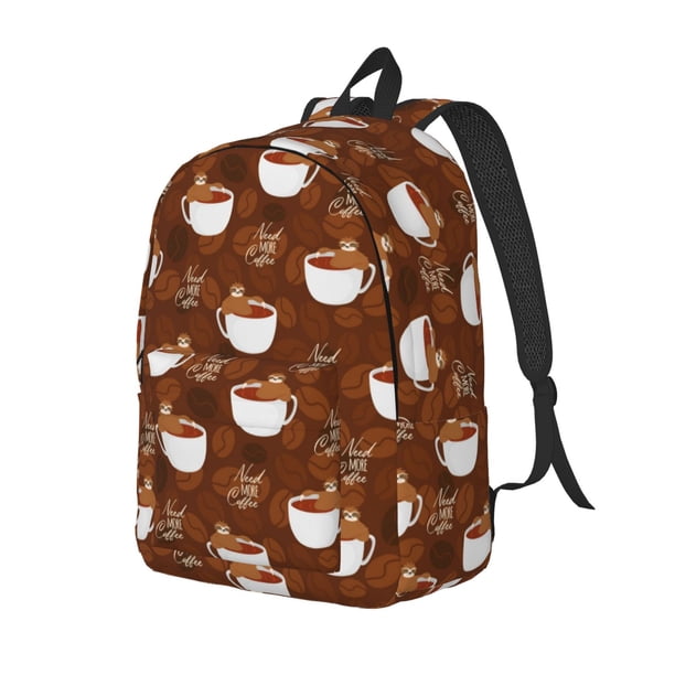Disketp Cute Sloths Bear Relaxing In Coffee Cup Mochila de Lona Estampada, Mochila Escolar de Viaje Ligera para Estudiantes y Portátil-Medium