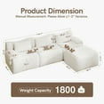 thumbnail image 3 of Gronda White Boneless Couch  L Shaped Modular Sectional Sofa No Assembly 114" Comfy Chenille 3 Seater Curved Sectional Couches with Ottoman for Living Room, Apartment, Modern, 3 of 14