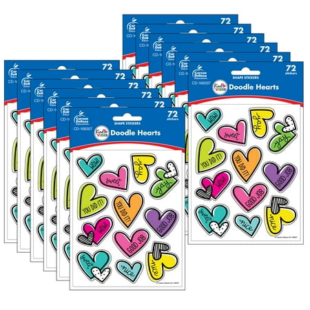 UPC: 0194629114177 | Carson Dellosa Education Kind Vibes Doodle Hearts Shape Stickers  72 Per Pack  12 Packs
