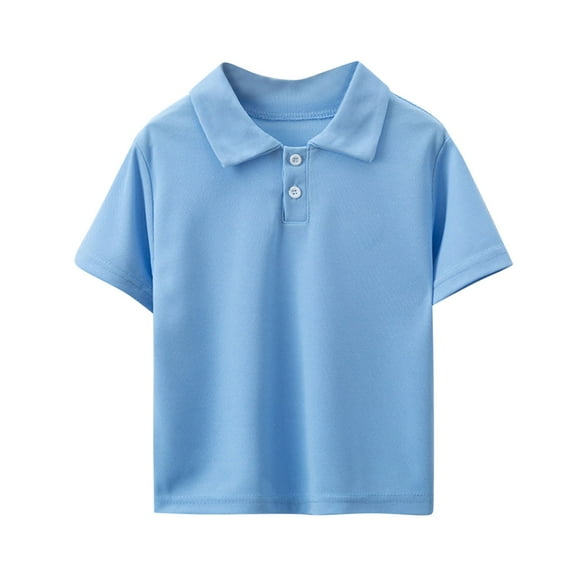 CYRBOKO Polo Shirts for Boys, Short SLeeve Breathable Sports Casual Summer Tops Blue Size 10-12 T