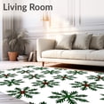 thumbnail image 2 of ODIKA 4'x6' Machine Washable Non-Slip Area Rug, Rustic Nordic Snowflake Motif with Festive Holly and Pine Detailing High Traffic Rug with Pad, White, 731578, 2 of 8