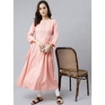 thumbnail image 4 of Janasya Indian Women's Peach Rayon Ethnic Motifs Flared Kurta, 4 of 8