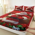 thumbnail image 3 of Manfei Cute Santa Claus Twin Sheet Sets for Boys Girls, Happy New Year Twin Fitted Sheet, Red Christmas Flat Sheet, Super Cozy Room Decor 3 Pieces, 3 of 7