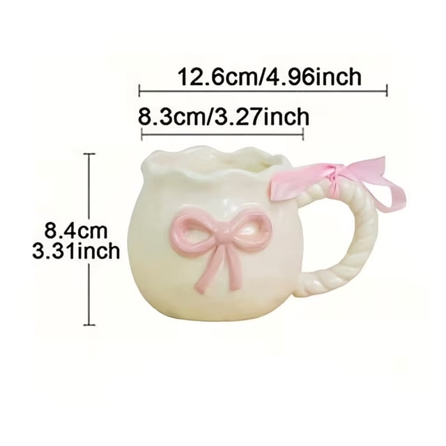 Taza de café de cerámica con diseño de lazo pintado a mano en relieve 3D creativo, embalaje de caja de regalo exquisito, regalo perfecto