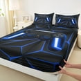thumbnail image 3 of Castle Fairy Child Teens Adults Blue Gamepads Twin Sheet Sets 3pcs,Abstract Futuristic Cubes Video Game Twin Fitted Sheet Microfiber,Neon Lights Gamer Breathable Flat Sheet,Breathable Home Decor, 3 of 7
