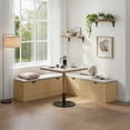 thumbnail image 6 of L-Shaped Storage Bench with Cushion- Modern Corner Breakfast Nook Bench for Kitchen, Entryway- Natural Wood, 6 of 6