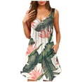 thumbnail image 2 of Mefallenssiah Robes d'Été pour Femmes 2023 Col Rond Imprimé Sans Manches Robes Tuniques Grande Taille Robes T-Shirt, 2 of 5