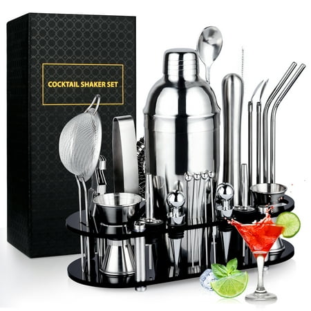 Kalrin Bartender Kit, 25-Piece Cocktail Shaker Set Stainless Steel Bar Tools with Acrylic Stand, Full Bartender Accessories