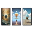 thumbnail image 2 of Designart "Infinite Possibilities in Retro Futurism" Abstract Landscape Framed Wall Art Set Of 3 - Blue Abstract Landscapes Frame Gallery Set For Office Decor, 2 of 6