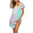 thumbnail image 2 of cfhntfmh Womens V-Neck Button down Nightgown Nightshirt Short Sleeve Sleep Shirts Sleepwear Pajama Dress, 2 of 6
