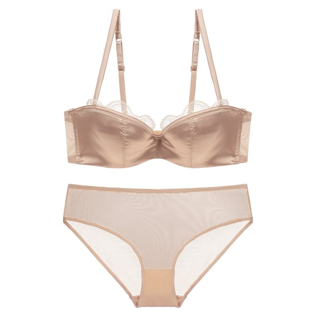 Gibobby Conjunto de lencería Sexy Liguero con Medias y Tanga Lingerie Set de Dormir Mujer Lenceria Mujer Talla Grande Mujer Sexy Bralette y Tanga Pijamas en Pareja(Caqui, 75C)