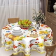 thumbnail image 5 of Boho Yellow Floral Round Tablecloth 60 Inch Summer Fall Wild Flower Table Cloth Modern Bohemia Farmhouse Polyester Cover Outdoor Decorative Indoor Kitchen Dining Party, 5 of 6
