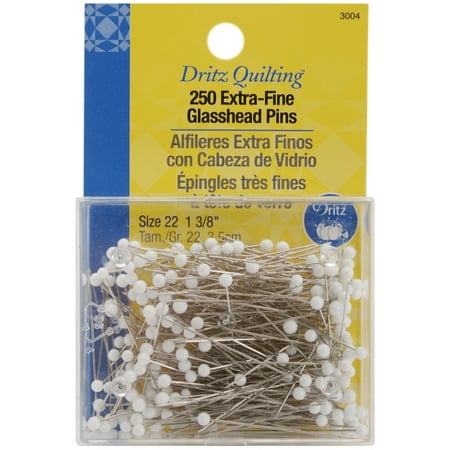 Dritz Quilting Basting Pins - Dritz Quilting Extra Fine Glasshead Pins, 1-3/8