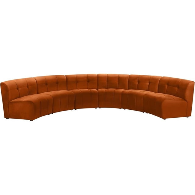 Meridian Furniture Limitless Cognac Velvet Modular 6 Piece Sectional