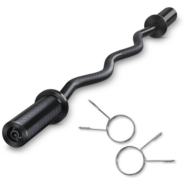 FIXTECH 47" Olympic EZ Curl Barbell Bar for Strength Training, Alloy