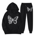 thumbnail image 2 of HSHMT Womens 2 Piece Outfits Sweatsuits Sets Women's 2 Piece Outfits Butterfly Print Hoodies Pullover Sweatshirt Sweatsuits Joggers Pants With Pockets, 2 of 5