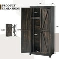 thumbnail image 3 of VANACC 70" Large Armoire Wardrobe Closet with Hanging Rod, Farmhouse Clothing Storage Cabinet, Wooden Tall Bedroom Armoires, Dark Oak Wood, 3 of 8