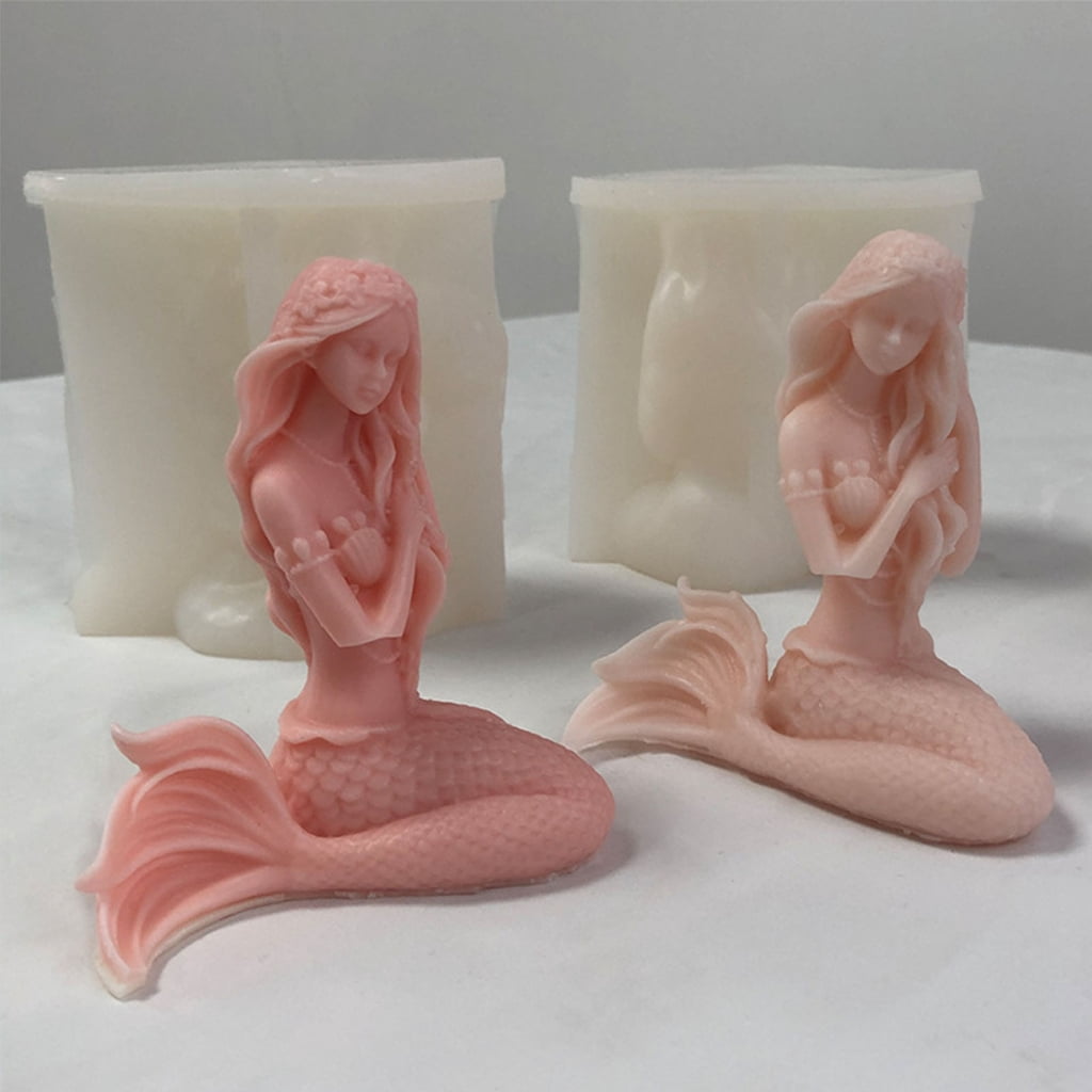 Oasiva 3D Mermaids Shape Candle Mold Unique Mermaids Aromatherapys Gypsum Ornament Mold