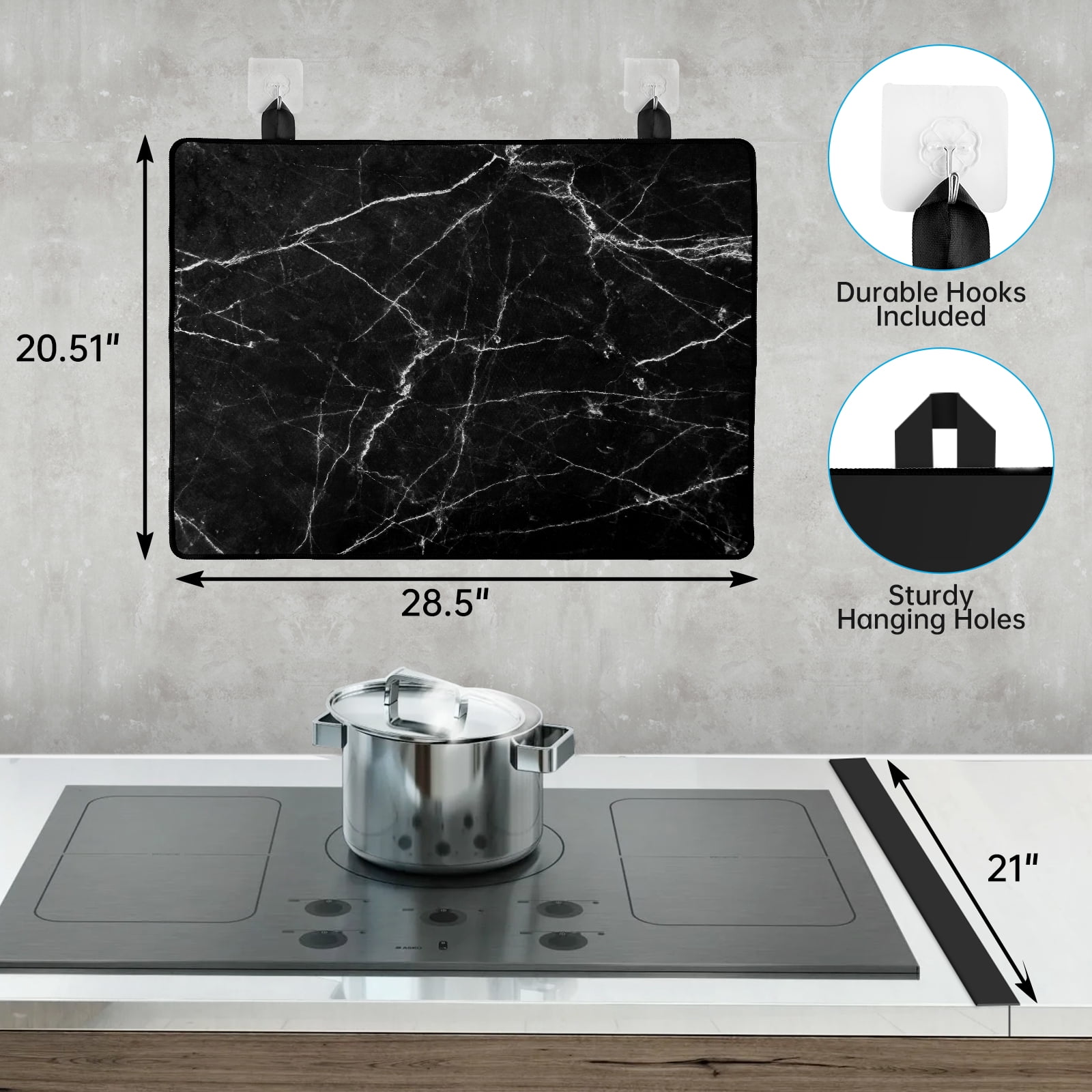 Stove Top Cover for Electric Stove (28.5”x 20.5”), Heat Resistant Glass Stove Top Cover, Cooktop Protector for Glass/Ceramic Stoves, Dishwasher Safe Natural Rubber