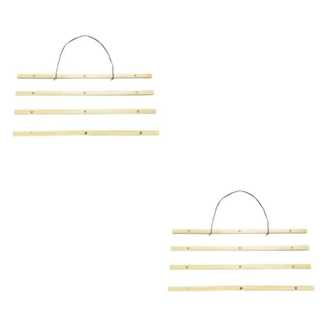 Guardoinrt 21CM-61CM DIY Magnetic Wooden Photo Hanger Poster Print Scroll Picture Frame Beige 51cm 2Set