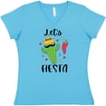 thumbnail image 3 of Inktastic Cinco De Mayo Let's Fiesta Cute Cactus with Sombrero Women's V-Neck T-Shirt, 3 of 5