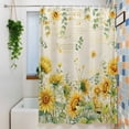 thumbnail image 6 of Summer Floral Shower Curtain, Watercolor Rustic Retro Sunflower Eucalyptus Leaves Waterproof Shower Curtain Set with 12 Hooks Lightweight Bath Curtains Fabric Bathroom Decor 60x72 Inches, 6 of 9