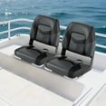 thumbnail image 2 of Gymax 2-Pack Boat Seats Folding Low Back Boat Chairs w/ Sponge Padding Fixing Bolts Black & Gray, 2 of 10