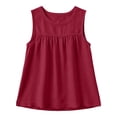thumbnail image 5 of Lumtrix Loose Fit Crew Neck Tank Top for Women Pleated Cotton Linen Sleeveless Blouses Summer Casual Boho Shirt Wine XL, 5 of 6
